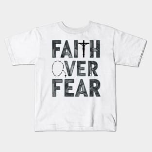 Faith Over Fear Jesus Christ Savior Christian Rosary Kids T-Shirt